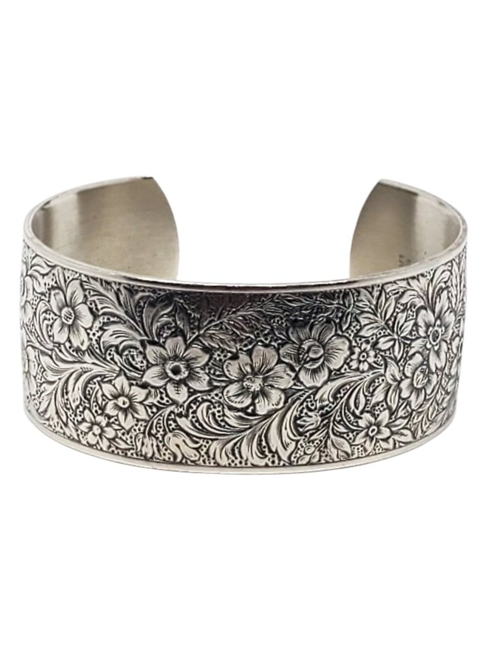 Danecraft Sterling Silver Floral Engraved Cuff Bracelet #24592